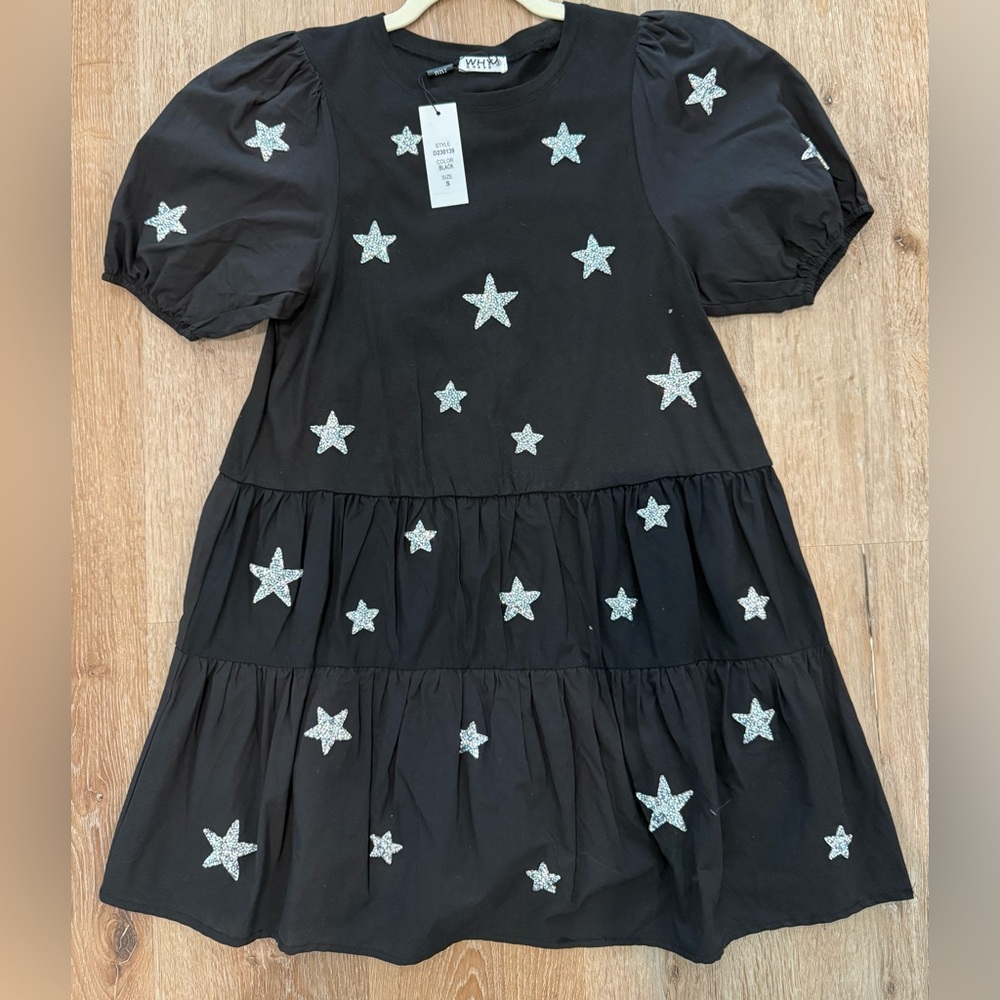 Black rhinestone star dress size small new with tags